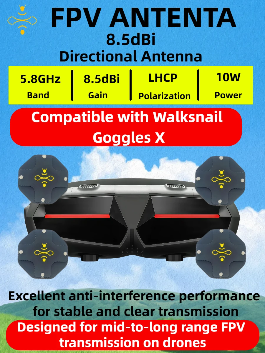 8.5dBi High Gain LHCP 5.8GHz D - Drone Racing Goggles review and price