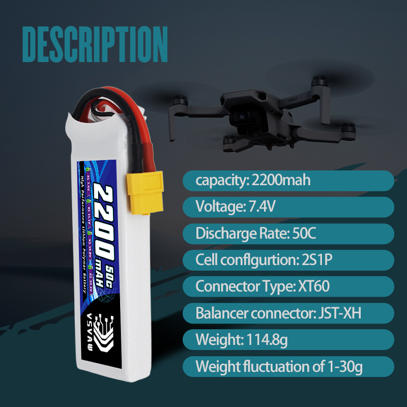 VSVAW 7.4V 2200mah 2S Drone Li - Drone Racing Battery review and price
