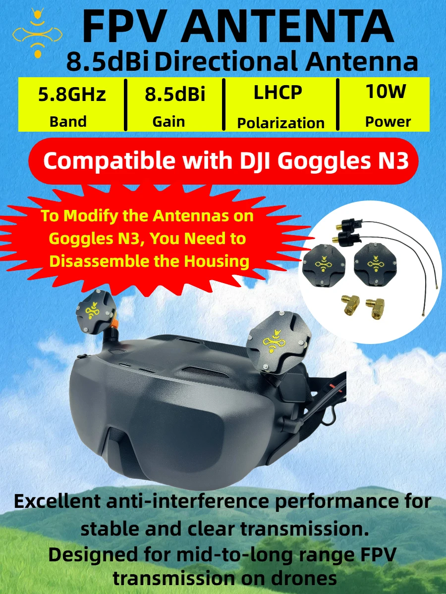 8.5dBi LHCP FPV Patch Antenna  - Drone Racing Goggles review and price
